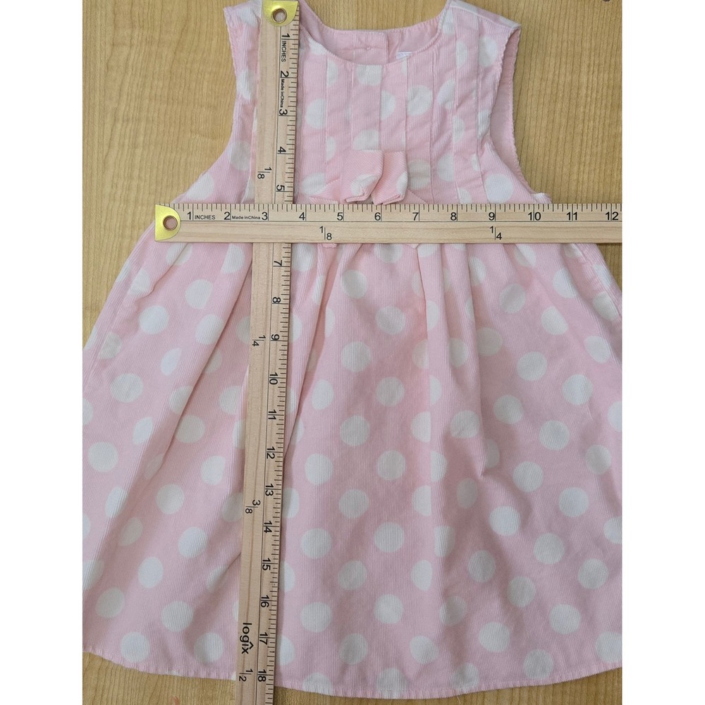 Vtg 2007 Gymboree Pink White Polka Dot Corduroy Dress 12-18 Months Sleeveless - Picture 3 of 4